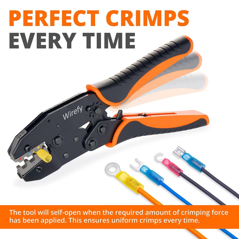 Wirefy Wire Crimping Tool for Heat Shrink 22-10 AWG | Ratcheting Wire Crimper Tool | Terminal Crimp Connectors Pliers | Connectors Crimp for Electrical Robust Terminal Connections - Image 5